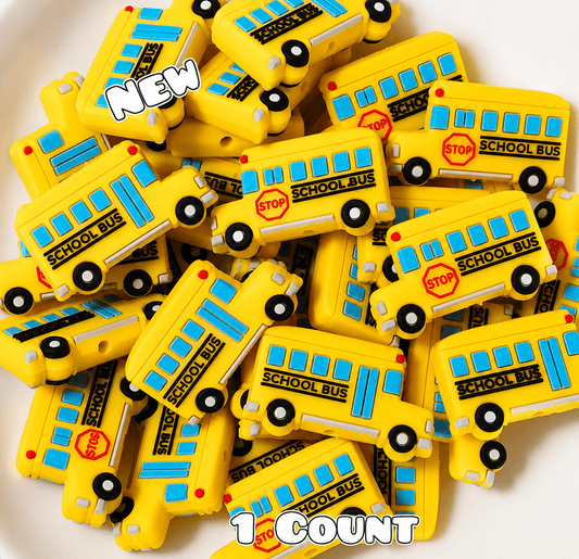 New 1 Count Focal Bead School Bus