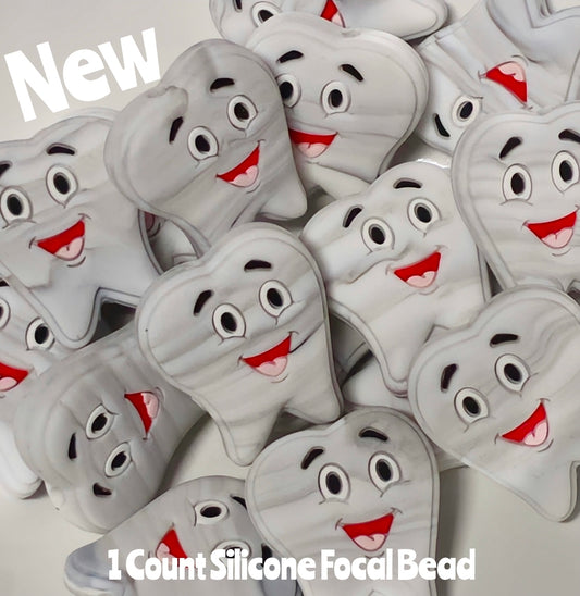 New Dental Tooth Marbel White Focal Beads 1 Count DIY Bead Supplies