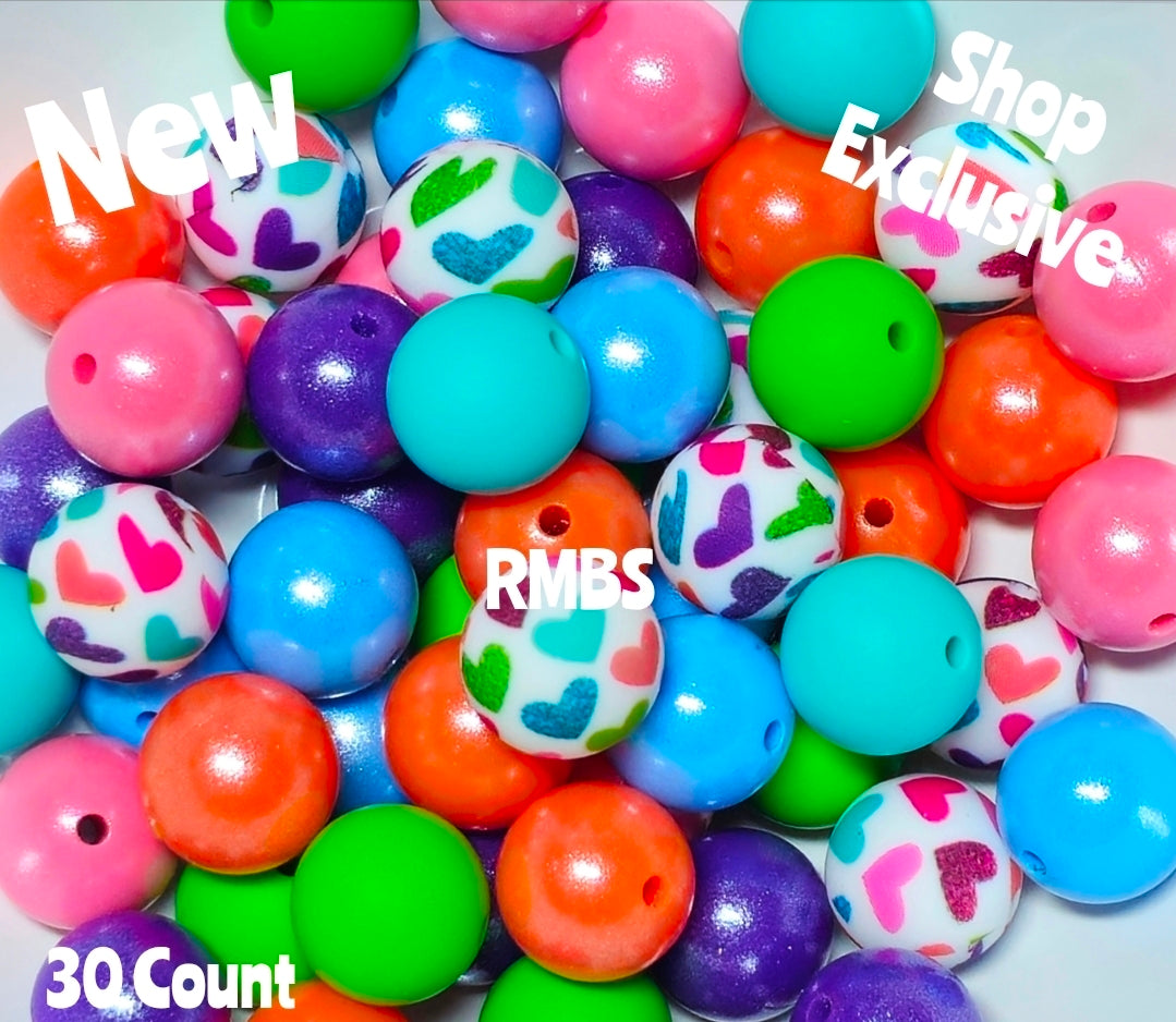 New Multi Hearts Mix 30 Count Limited Edition Shop Created Bead Mix