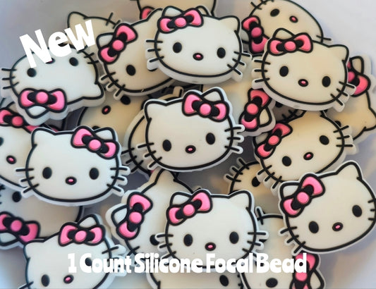 New Silicone Hello Kitty Focal Beads 1 Count DIY Bead Supplies 2 Colors