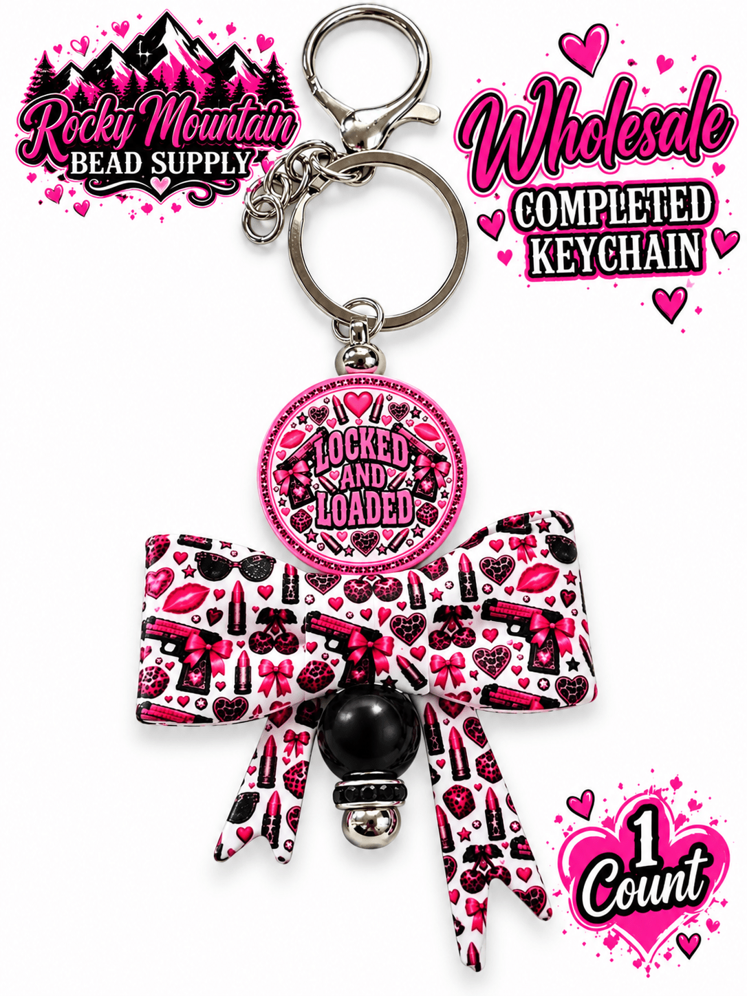 New 1 Count Completed Beadable KEYCHAIN Exclusive Design  Wholesale