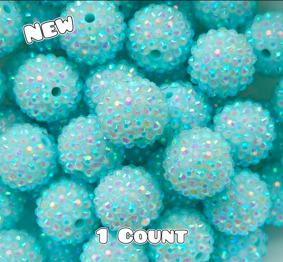20MM New 1 Count Acrylic Rhinestone Beads PASTEL BLUE