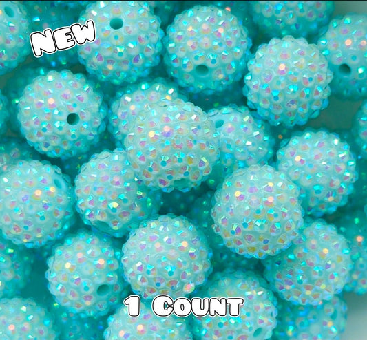 20MM New 1 Count Acrylic Rhinestone Beads PASTEL ICE BLUE