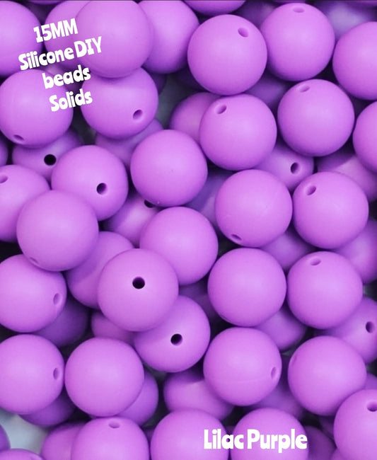 15mm DIY Silicone Beads Solids 1 Count Lilac Purple