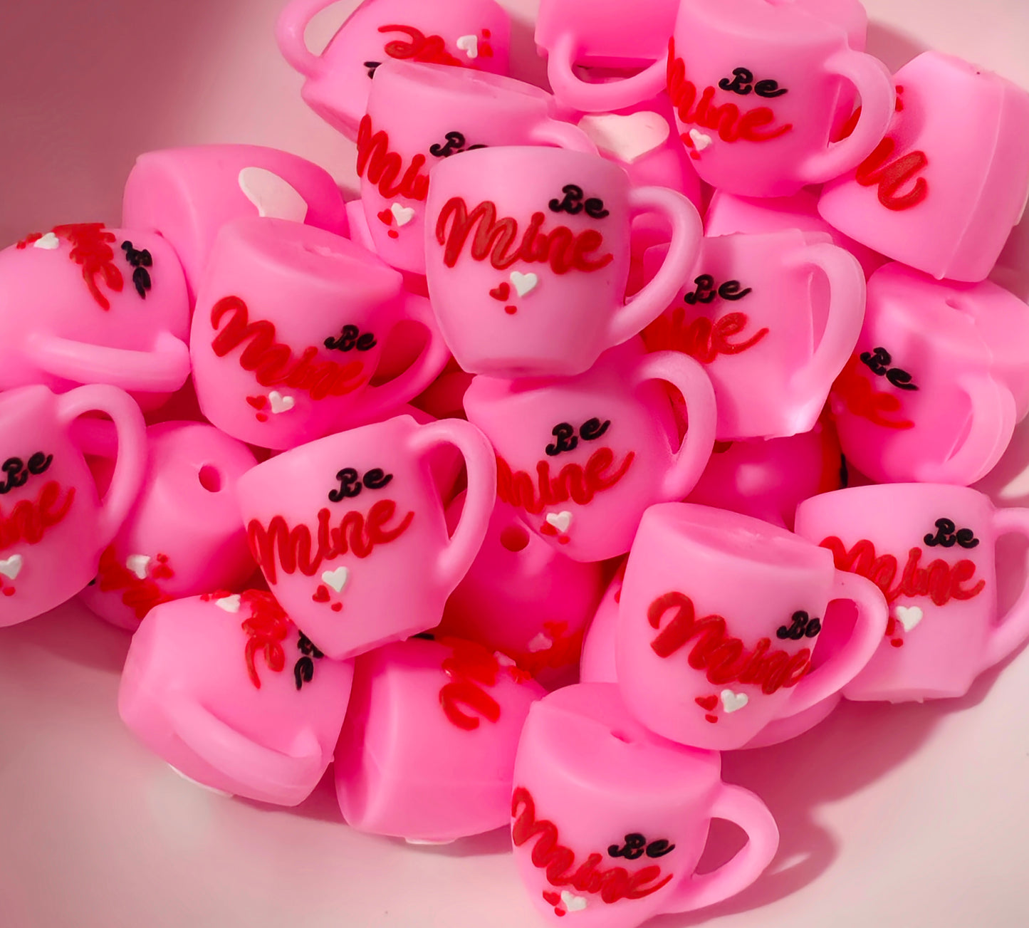 New 1 Count 3D Cup Be Mine Silicone Focal Bead 2 Colors