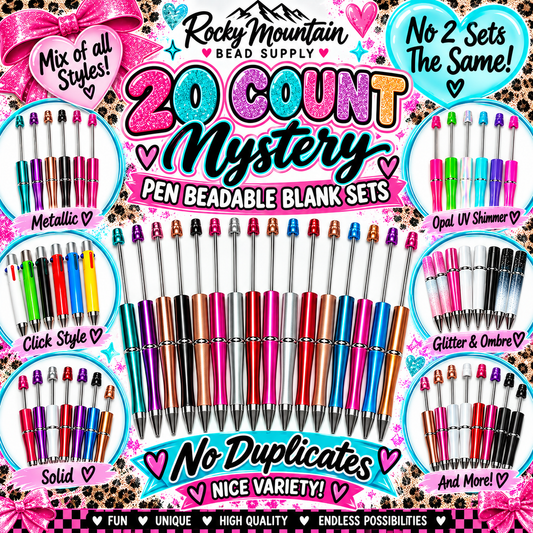 20 Count Mystery Blank Beadable Pen Sets No Duplicates