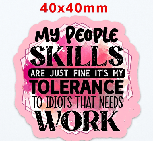 Glitter Acrylic Flatback- Acrylic Planer Resin Charm Sarcastic People Skills