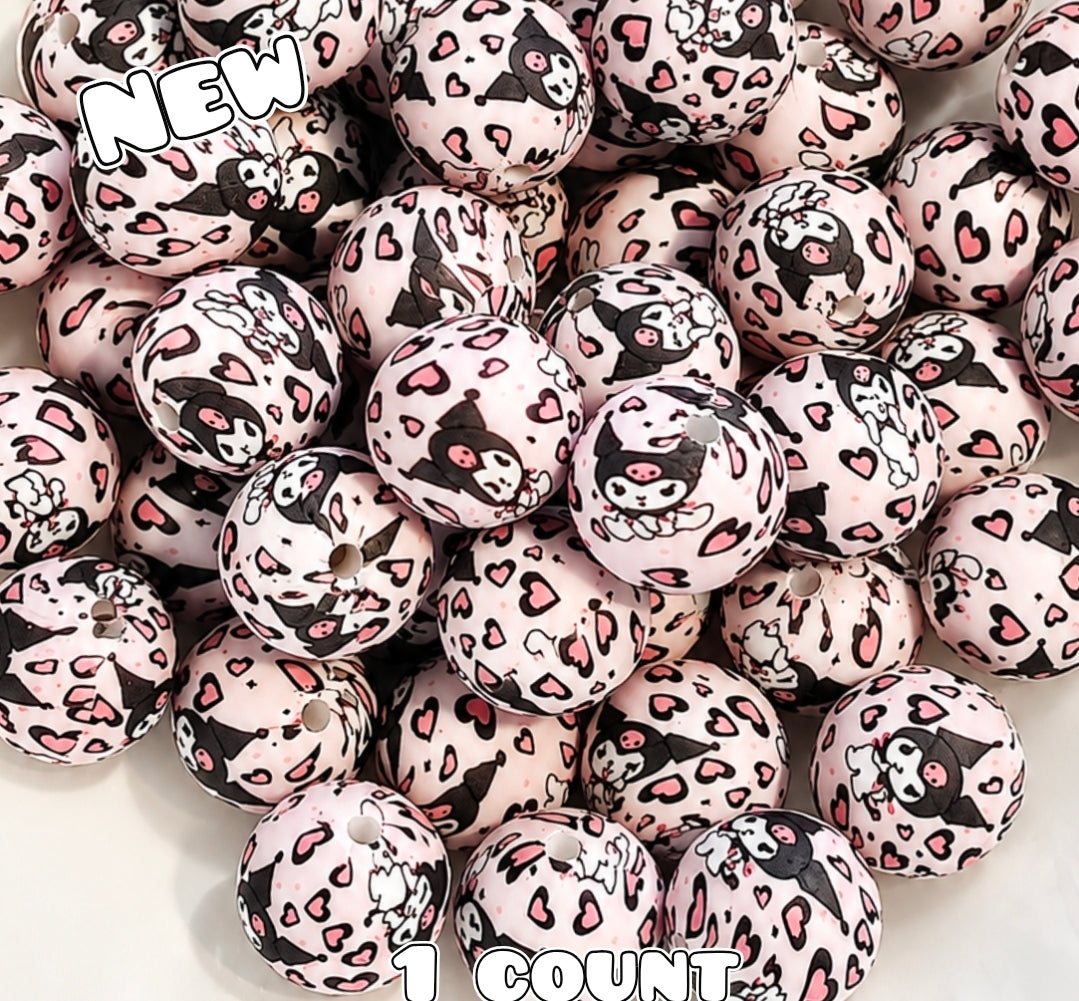 New 1 Count DIY Silicone Beads 15mm printed Character