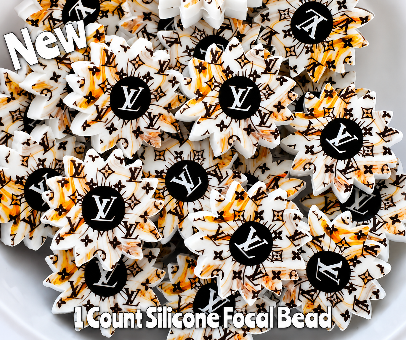 New 1 Count Focal Bead Designer Flowers LV