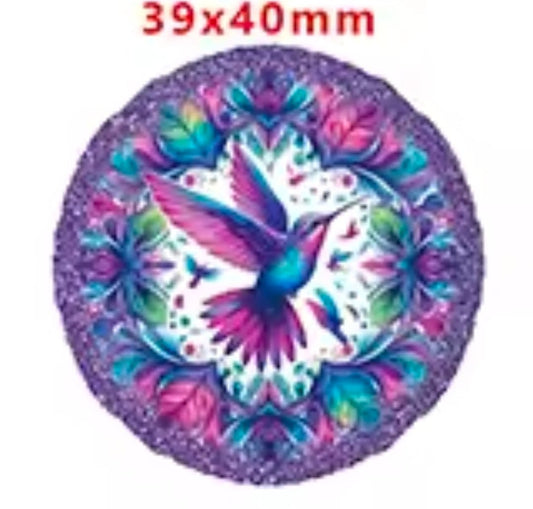 Glitter Acrylic Flatback- Acrylic Planer Resin Charm- Hummingbird