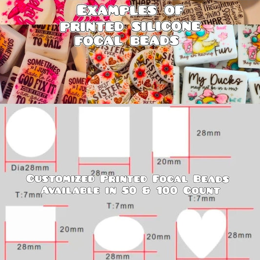 Make Your Own Custom Printed Silicone Focal Beads.  Make sure to READ FULL DESCRIPTION FOR DIRECTIONS