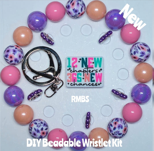 New 1 Count DIY Deluxe Beadable Wristlet Kit With Focal- Floral Inspirational Beadable Accessories