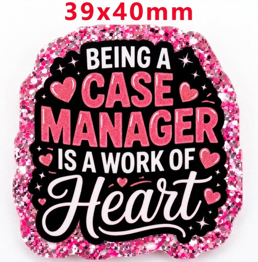 Glitter Acrylic Flatback- Acrylic Planer Resin Charm- Case Worker