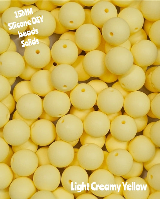 15mm DIY Silicone Solids 1 Count Light Creamy Yellow
