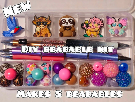New Deluxe LARGE 5 Piece Beadable DIY Bead Kit Craft Kit