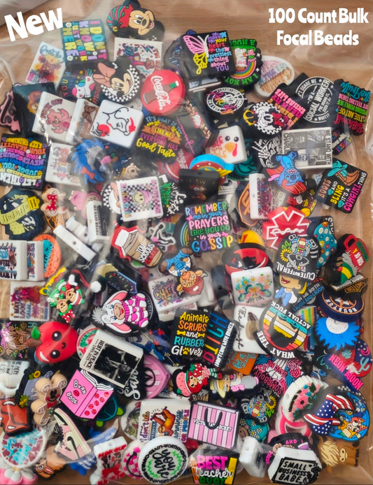 New November 2025 Bulk 100 Count Mystery Focal Bead Bags. DIY Beads Craft Bead Supplies