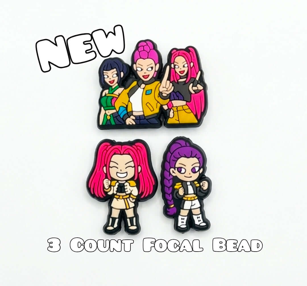 3 Count Focal Bead Character K Pop Hunters Set
