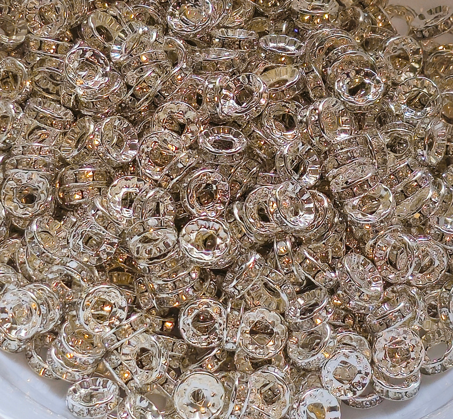 10 Count DIY 10MM Large Hole Rhinestone Spacers Beads Craft Supplies