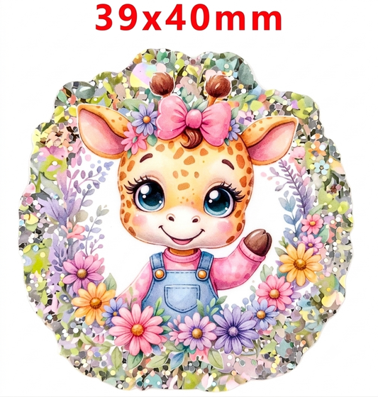 Glitter Acrylic Flatback- Acrylic Planer Resin Charm- Animal Giraffe