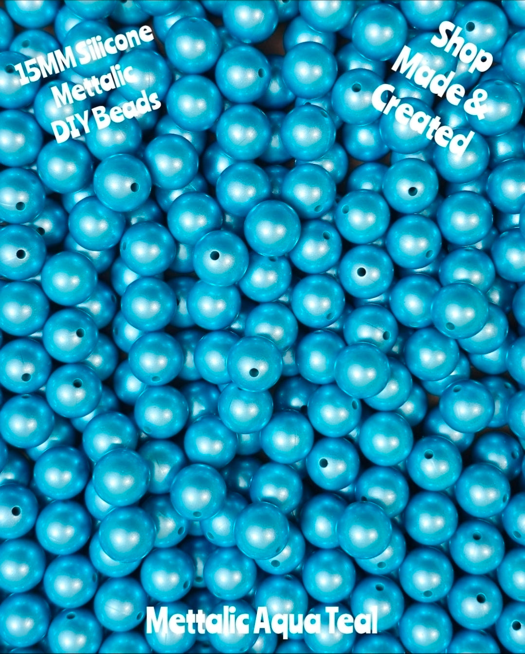 NEW 15mm DIY Silicone Beads Mettalics 1 Count TEAL