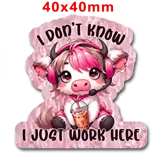 Glitter Acrylic Flatback- Acrylic Planer Resin Charm Cow Don't know just work here