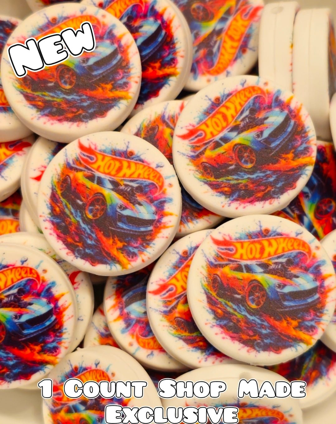New 1 Count Focal Bead Hot Wheels. Pen is example bead only