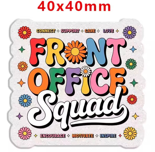 New 1 Count Glitter Acrylic Flatback PLANAR Resin Acrylic Patch- Front Office