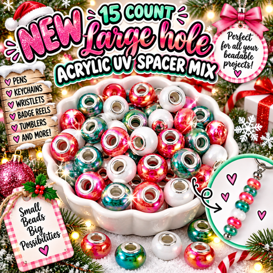 New colors 15 Count Large Hole 14mm Christmas Acrylic Spacer Beads