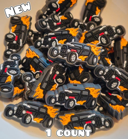 New 1 Count Hot Rod Cars Focal Bead