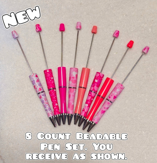 8 Count Beadable Plastic Pen Set