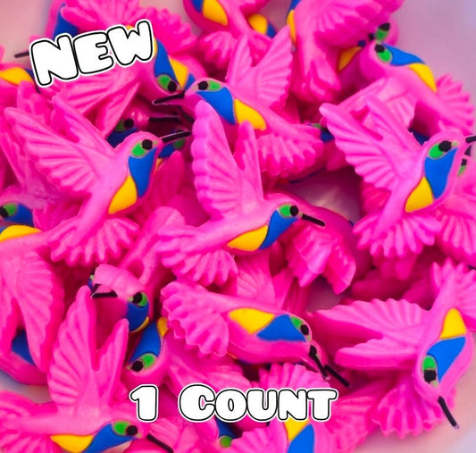 New 1 Count Focal Bead 3D PINK Humming Bird