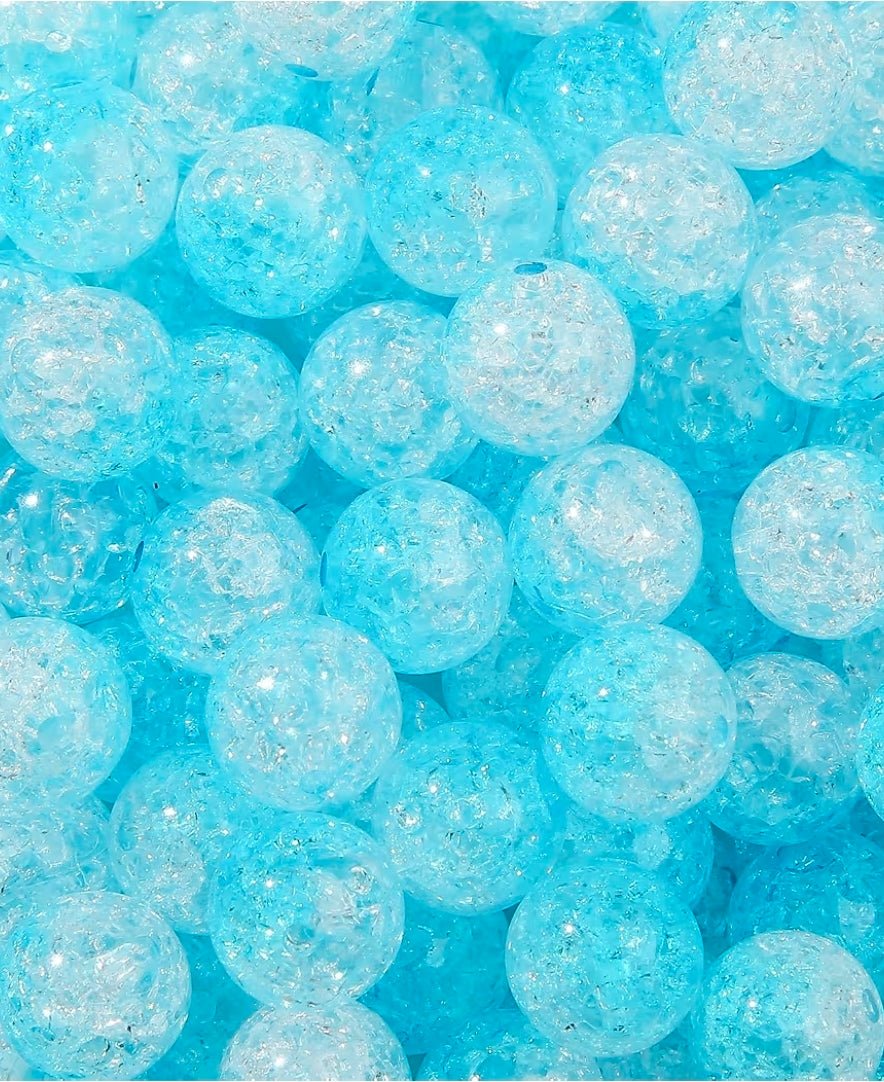 10 count 16MM Acrylic Ombre Sparkle Crackle Beads 2 Toned