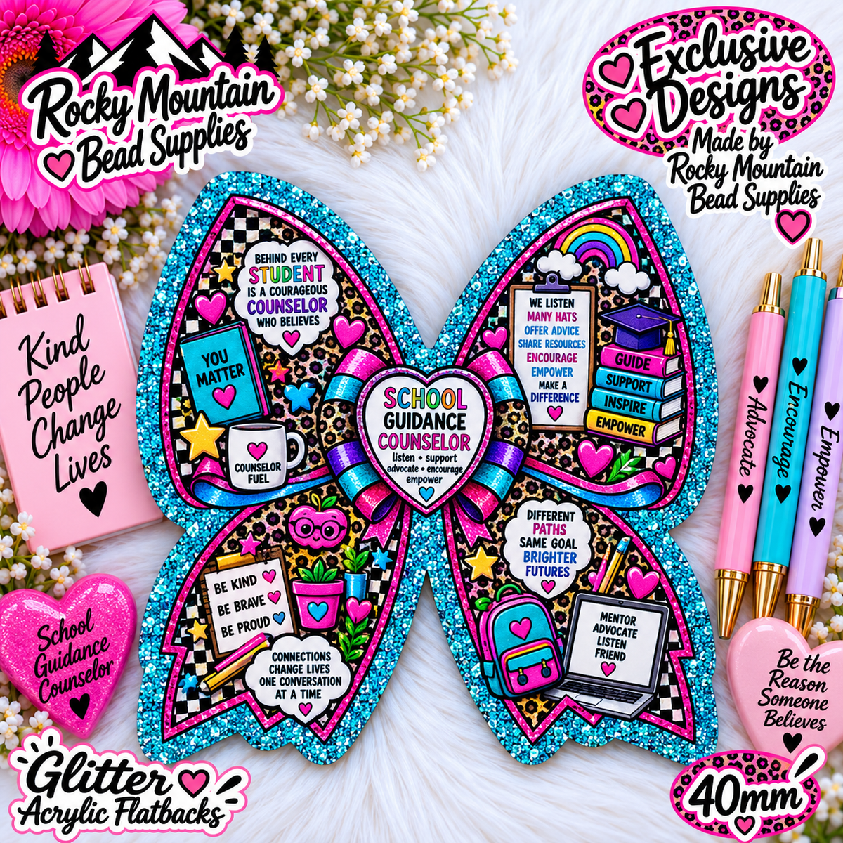 Shop Exclusive 1 Count Custom Exclusive Glitter Acrylic Flatback 40mm