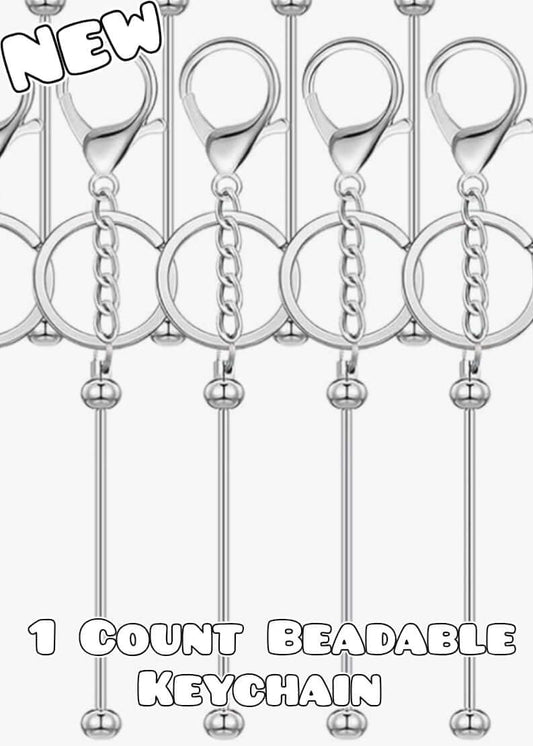 1 Count Silver keychain bars beadable blanks