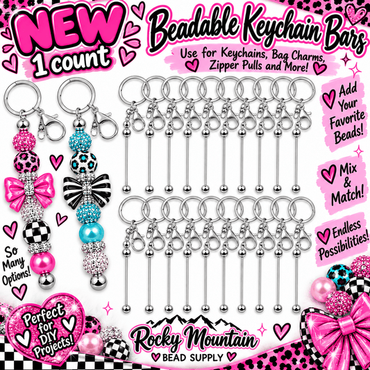 1 Count Deluxe keychain bar beadable blanks Silver