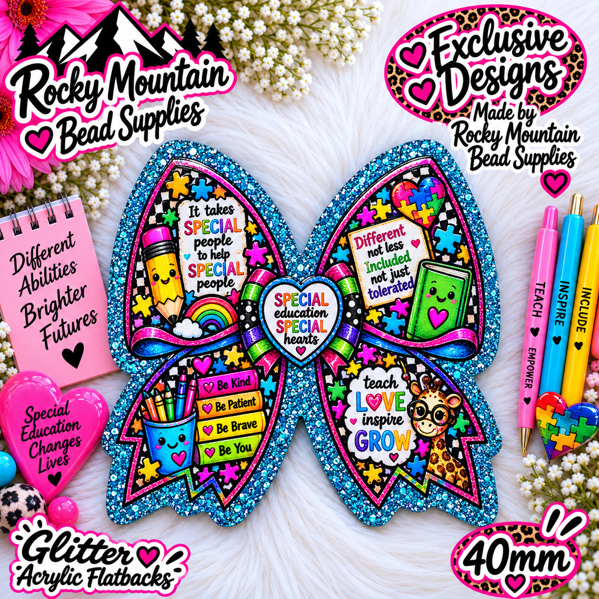 Shop Exclusive 1 Count Custom Exclusive Glitter Acrylic Flatback 40mm