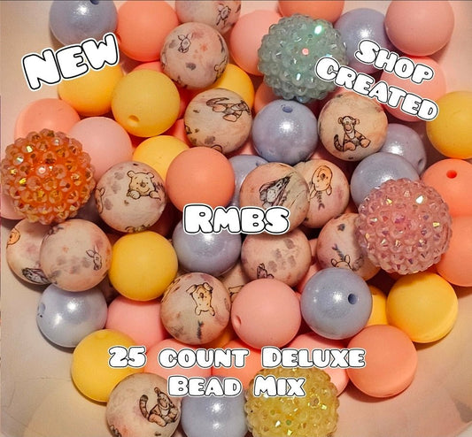New Deluxe SILICONE Bead Mix 25 count. Shop Made Vintage Pastel Pooh