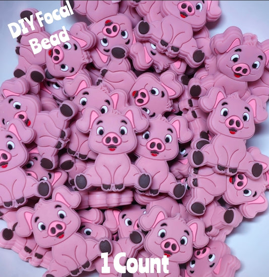DIY Focal Bead 1 Count Craft Supplies Farm Animals Pink Pig