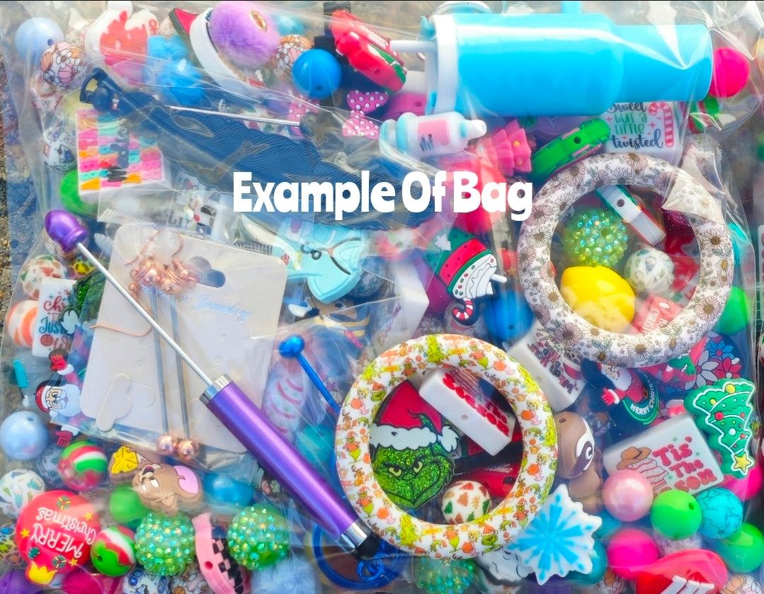 New November 2025 Mystery Bead BAGS 3.5 LBS of beads and accessories.  No 2 bags are the same! $100 plus Value! Each Bag will Receive a 8 count beadable pen pack while supplies last.