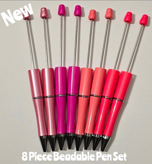 New Colors 8 Count Plastic Beadable Pen DIY Beadable Craft Supplies