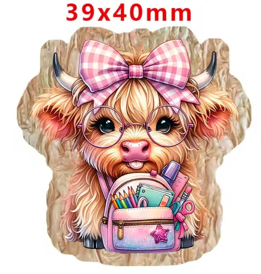 Glitter Acrylic Flatback- Acrylic Planer Resin Charm- Animal Cow School