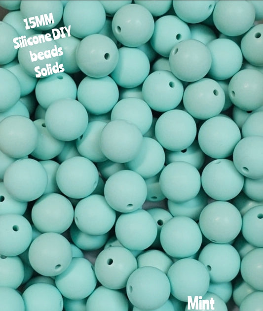 15mm DIY Silicone Beads Solids 1 Count Mint