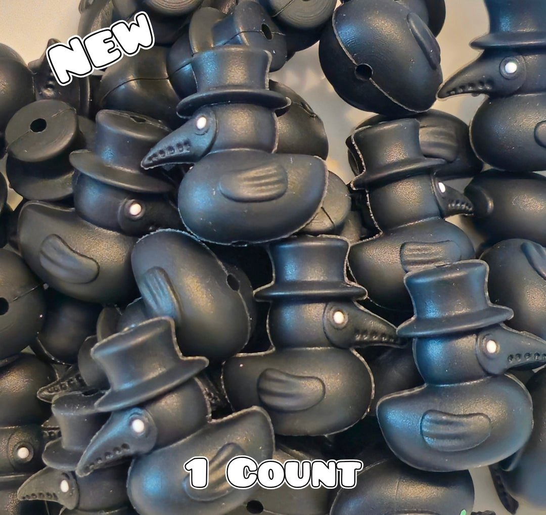 New 1 Count Focal Bead Black Hat Duck 3D