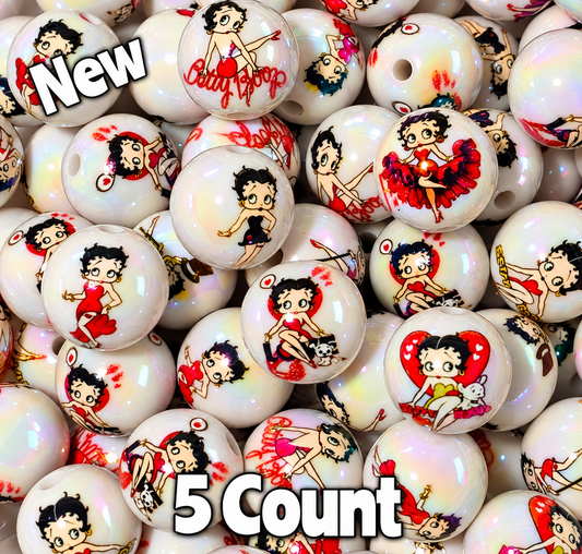NEW Betty Boop 5 Count 16MM DIY Acrylic Beads Craft Supplies