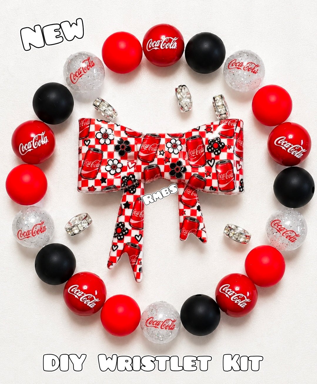 New 1 Count DIY Deluxe Beadable Wristlet Kit Coke