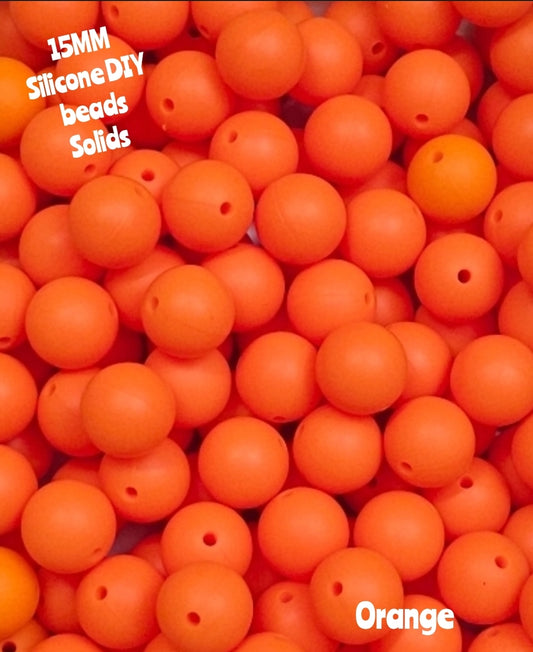 15mm DIY Silicone Solids 1 Count Orange