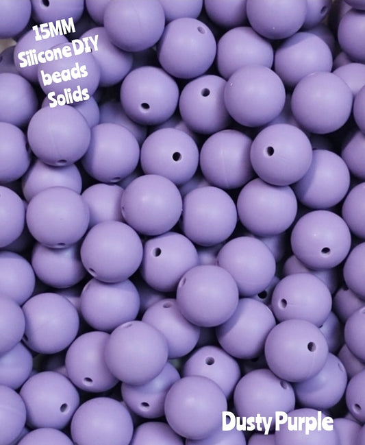 15mm DIY Silicone Beads Solids 1 Count Dusty Purple