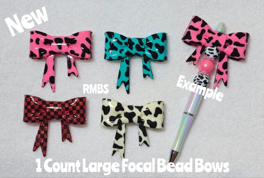 New Viral Silicone Large  Bows Glossy Shimmer DIY Focal Bead 1 Count Craft Supplies