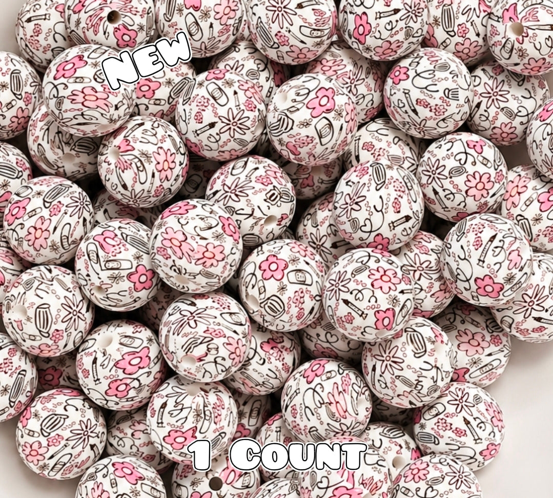 New 1 Count DIY Silicone Beads 15mm printed Shop Made Medical