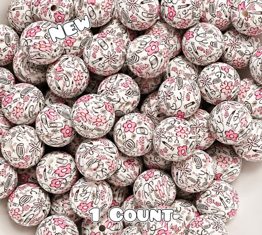 New 1 Count DIY Silicone Beads 15mm printed Shop Made Medical